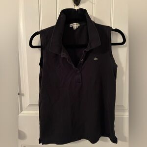 Black Lacoste Women's Dark Sleeveless Polo Top - 42